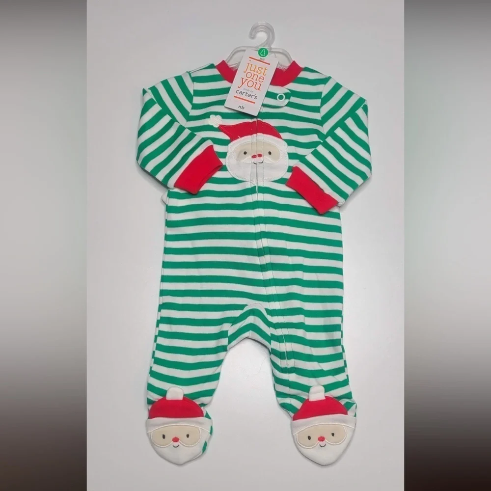 Target Just One You Made By Carters Christmas Footed Pajamas & Hat Set Newborn
